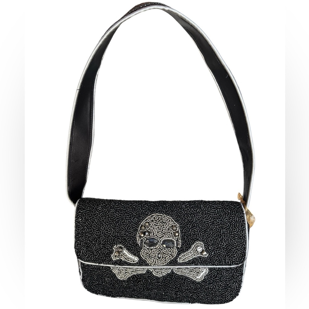 Black Skull Beaded Shoulder Bag